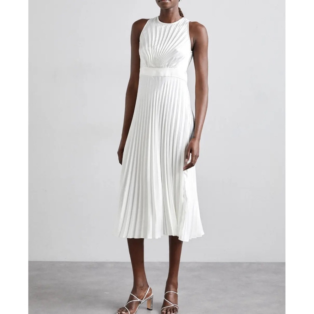 Sandro White Halter Pleated Sheath Dress size 38 - Picture 1 of 5